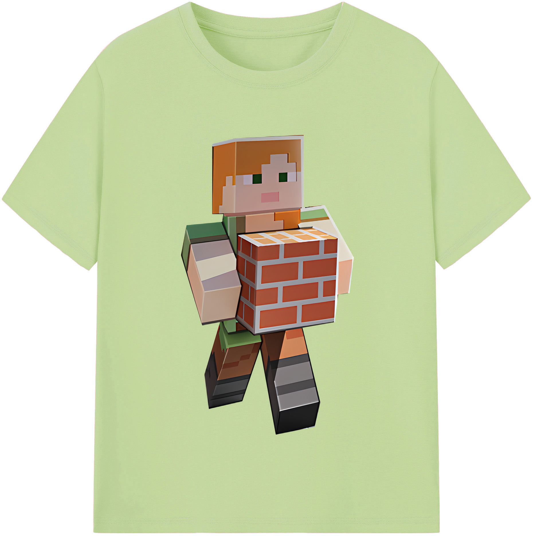 （画像用） マインクラフト ブロックの世界 Minecraft MC Block world 綿100％半袖Tシャツ（フロントプリント）
